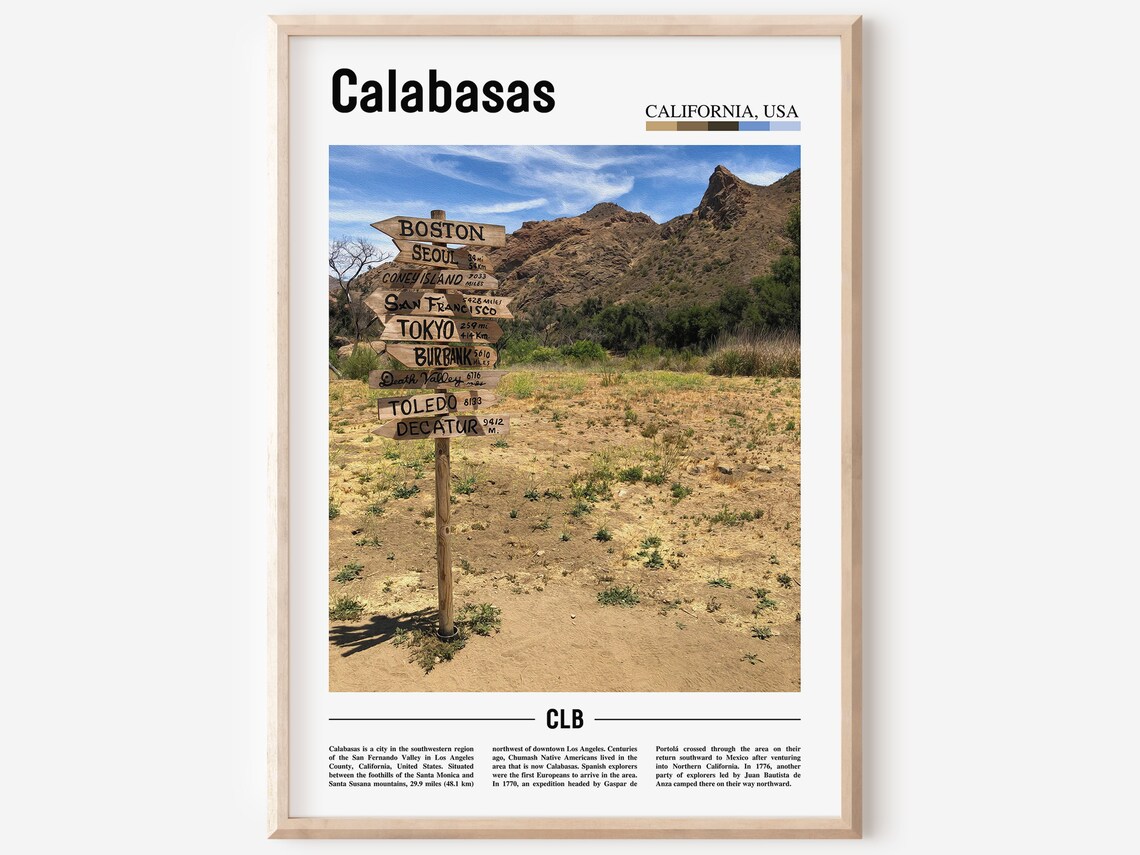 Calabasas California Trail Signpost Hills Wooden Directional Poster