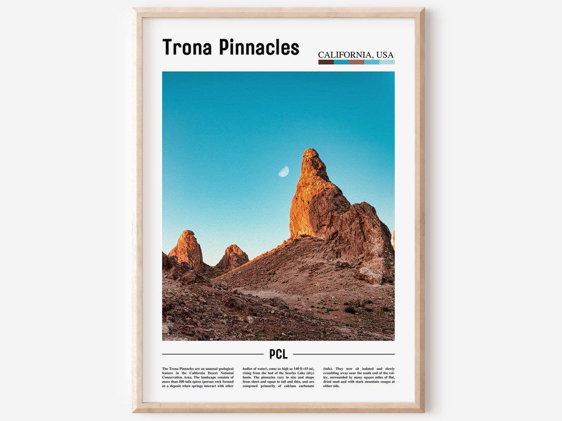 Trona Pinnacles California Desert Rock Spires Landscape Travel Poster