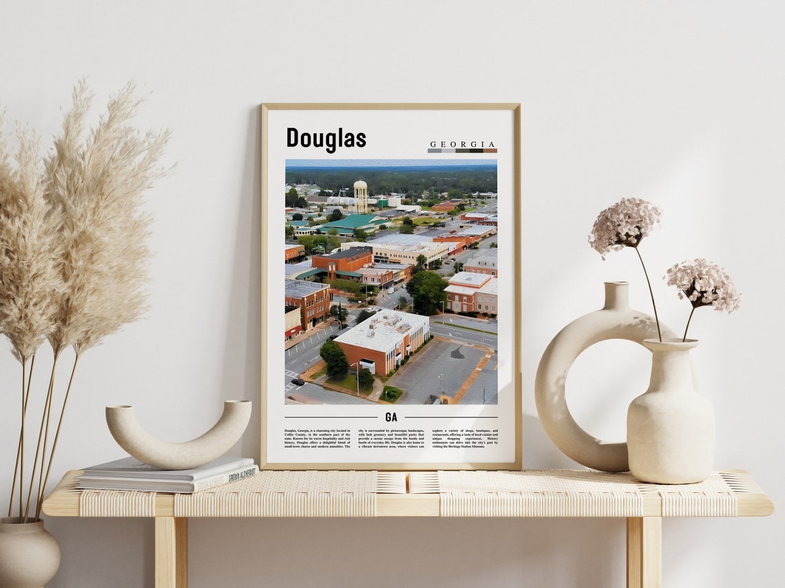 Douglas Georgia Aerial Small Town Brick Streetscape Travel Poster - Image 3