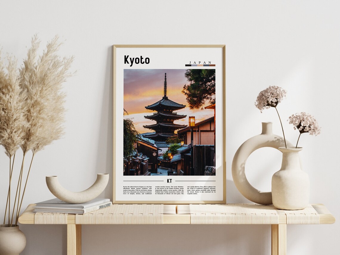 Kyoto Japan Yasaka Pagoda Sunset Minimal Photo Travel Poster - Image 3