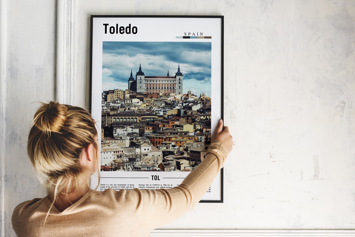 Toledo Spain Hilltop Old Town Alcazar Castle Color Travel Poster - Image 2