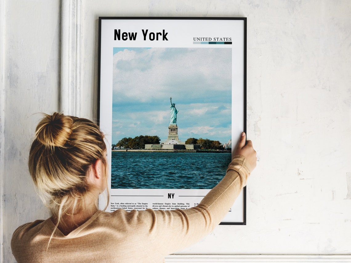 New York Statue of Liberty Harbor View Travel Poster Wall Decor - Image 2