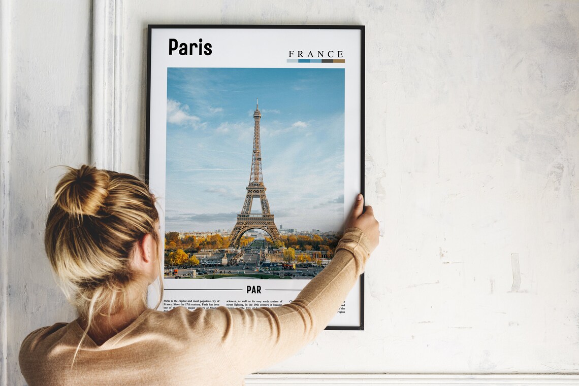 Paris France Eiffel Tower Landmark Minimal Travel Photo Poster - Image 2