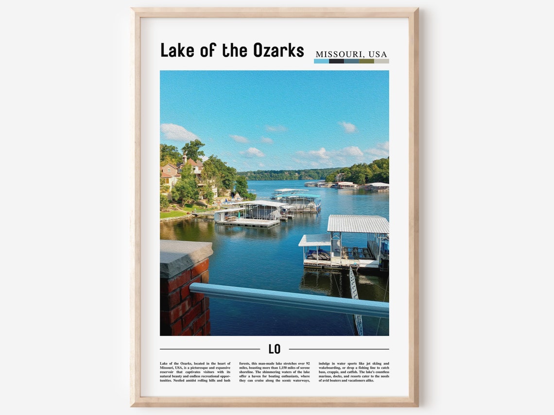 Lake Of The Ozarks Poster Lake Of The Ozarks Print Lake Of The Ozarks Wall Art Minimal Travel Print Travel Oil Painting Poster