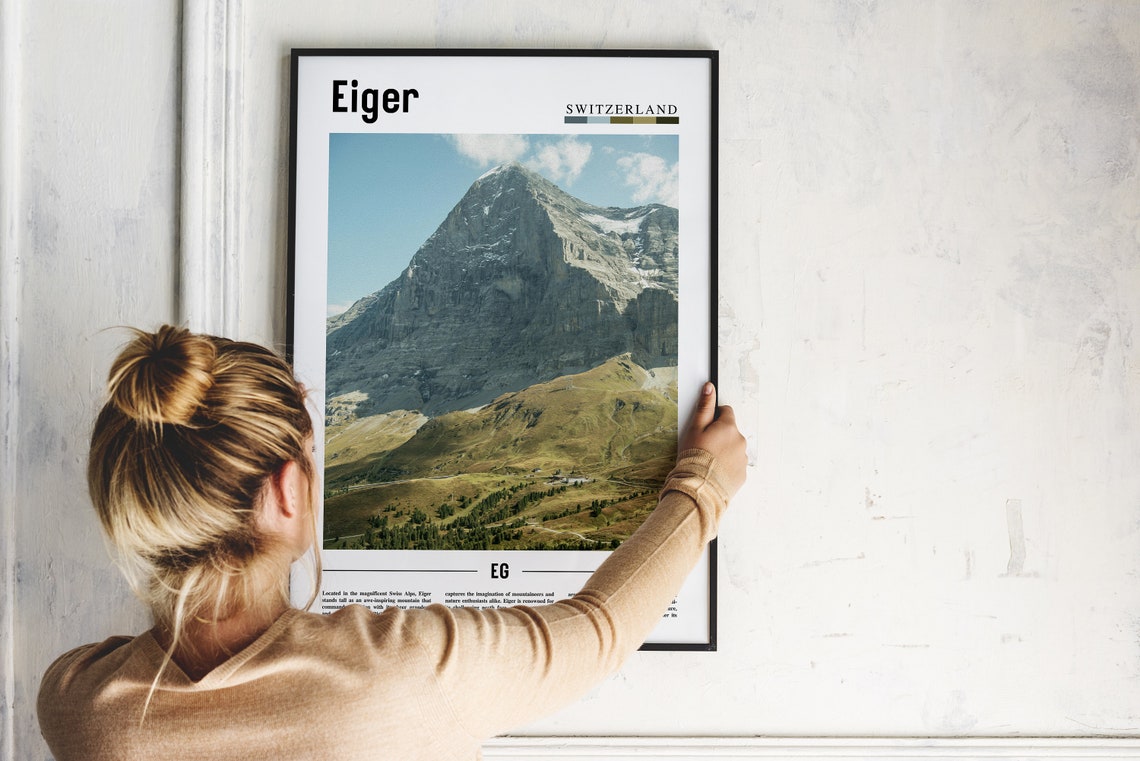 Eiger Switzerland Swiss Alps Dramatic Rock Face Mountain Photo Poster - Image 2