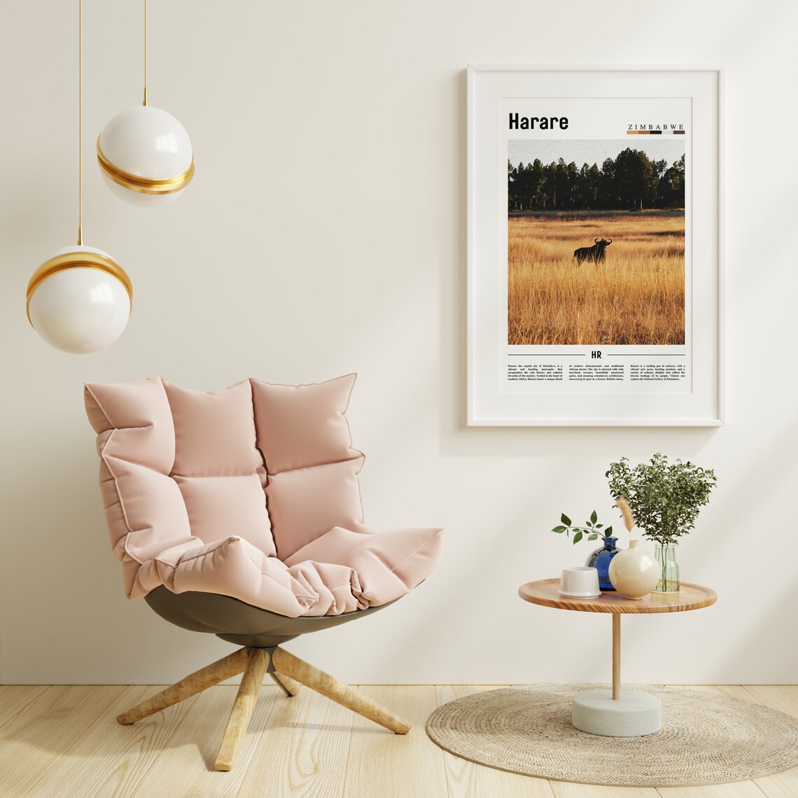 Harare Zimbabwe Wildebeest Golden Grassland Wildlife Photo Poster - Image 3
