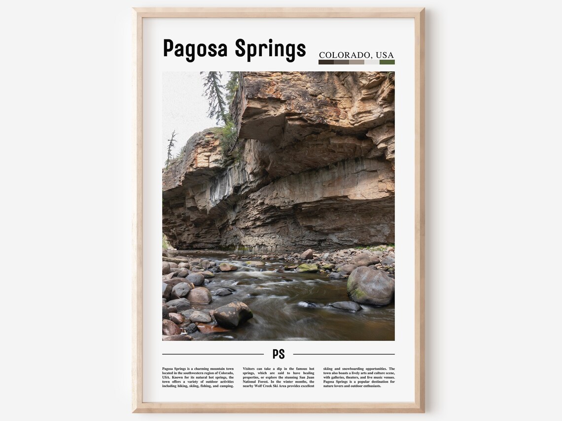 Pagosa Springs Colorado Rocky Canyon Creek Mountain Travel Poster
