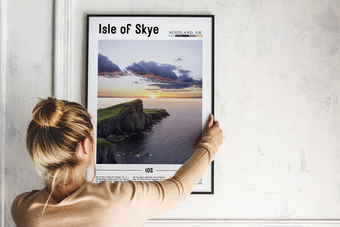 Isle Of Skye Scotland UK Sunset Cliffs Photo Minimalist Travel Poster - Image 2