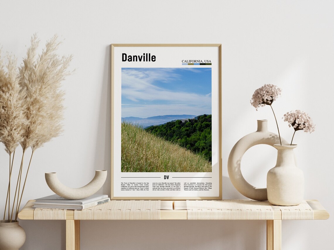 Danville California USA Rolling Green Hills Landscape Travel Poster - Image 3