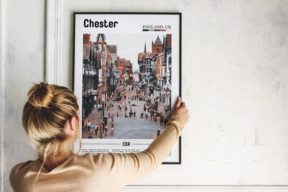 Chester Print Chester Poster Chester Wall Art Minimal Travel Print Minimal City Poster Travel Destination Print Oil Painting Poster - Image 2