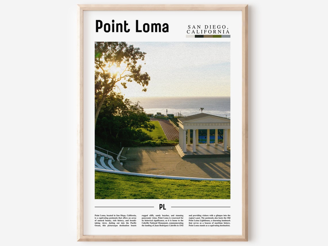 Point Loma San Diego Travel Poster Ocean View Pavilion Sunset USA