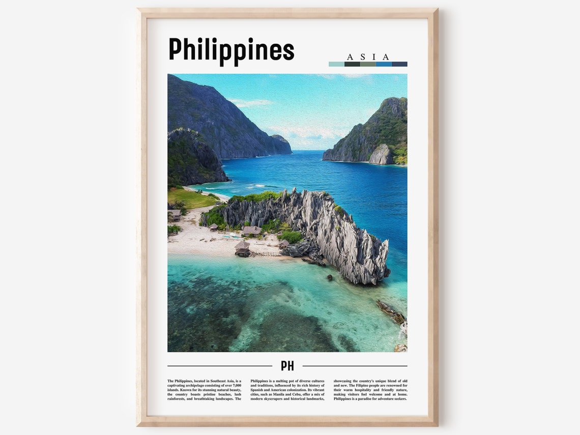 Philippines Asia Island Lagoon Beach Minimalist Travel Poster