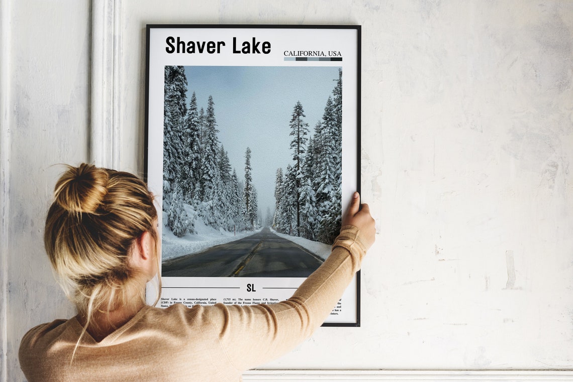 Shaver Lake California Snowy Pine Forest Road Winter Travel Poster - Image 2