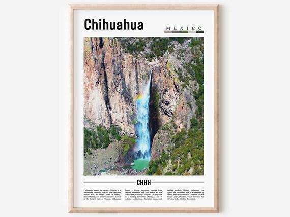 Chihuahua Mexico Canyon Waterfall Rainbow Mist Nature Photo Poster