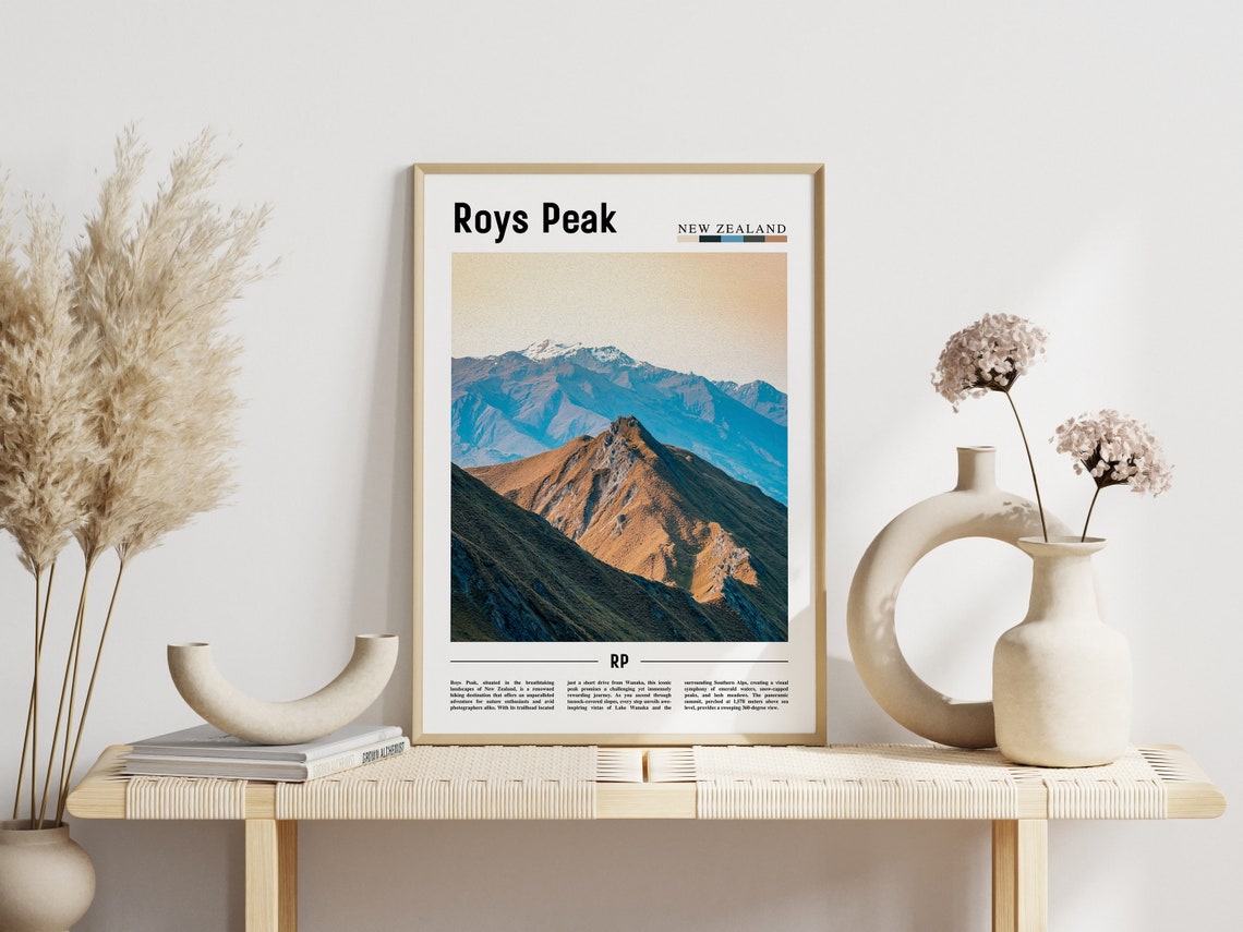 Roys Peak New Zealand Golden Ridge Snow Alps Mountain Poster - Image 3