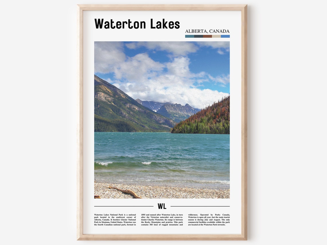 Waterton Lakes Alberta Canada Turquoise Mountain Lake Travel Print
