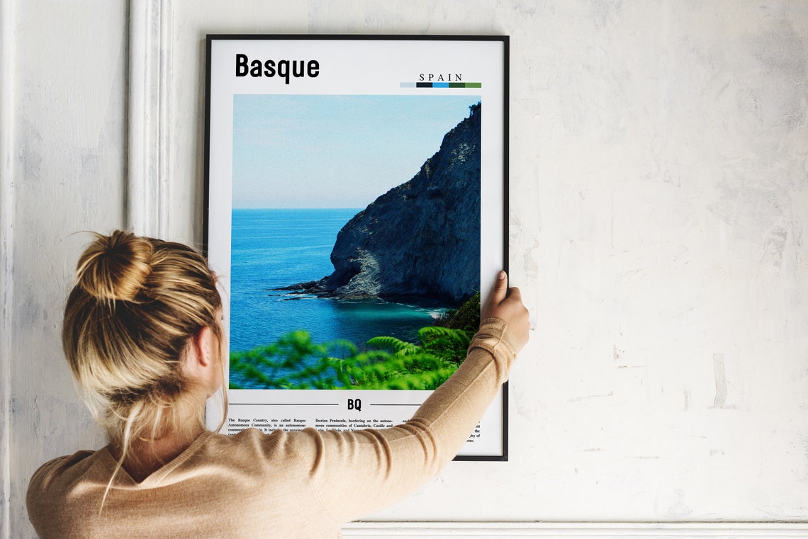 Basque Spain Dramatic Coastal Cliffs Blue Ocean Travel Poster - Image 2