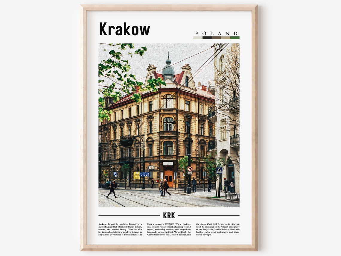 Krakow Poland Historic Street Corner Building Architecture Poster