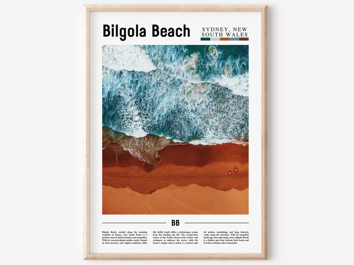 Bilgola Beach Poster Bilgola Beach Print Bilgola Beach Wall Art Minimal Travel Print Travel Destination Oil Painting Poster