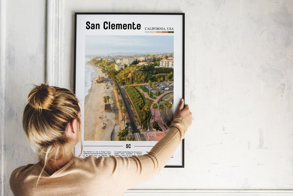San Clemente Print San Clemente Poster San Clemente Wall Art Oil Painting Poster City Print City Artwork Travel Artwork Travel Wall Art - Image 2