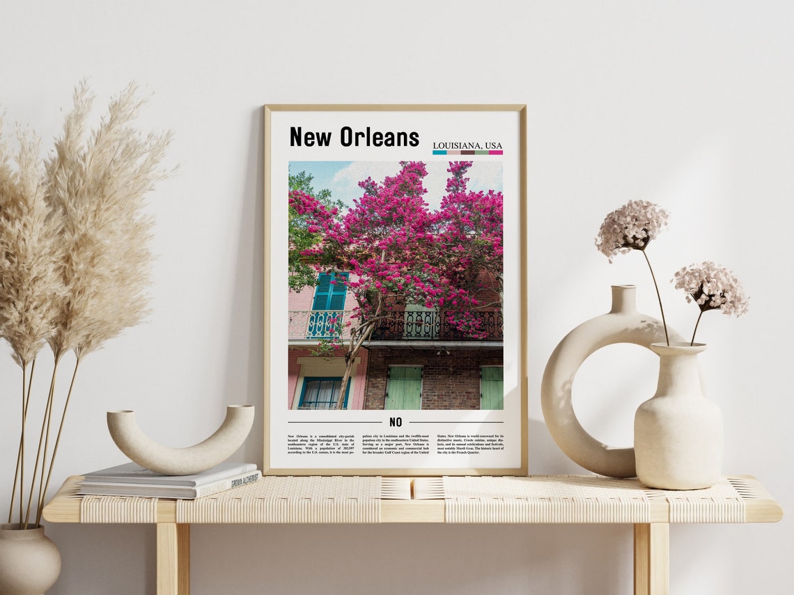 New Orleans Print New Orleans Poster New Orleans Wall Art Minimal Travel Print Minimal City Poster Oil Painting Poster - Image 3