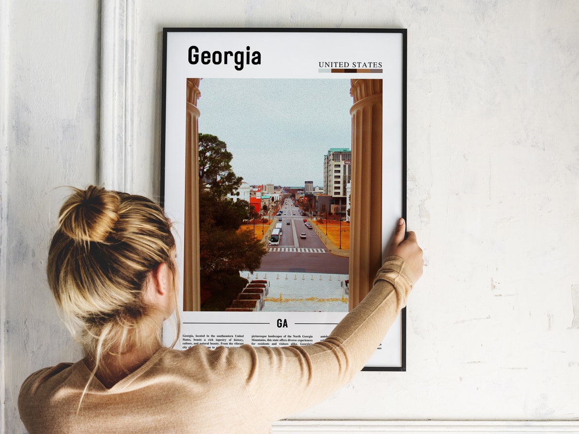 Georgia Poster Georgia Print Georgia Wall Art Minimal Travel Print Travel Destination Oil Painting Poster - Image 2