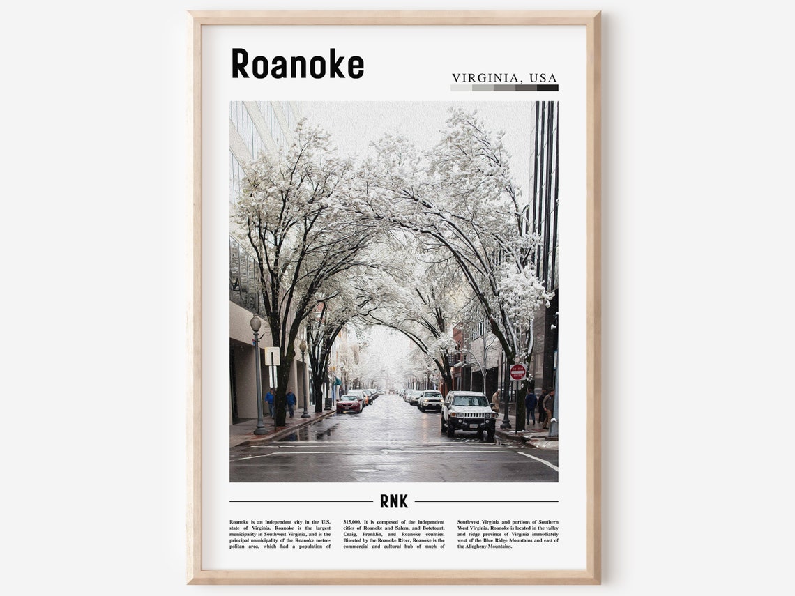 Roanoke Poster Roanoke Print Roanoke Wall Art United States Photo United States Poster United States Print Travel Poster