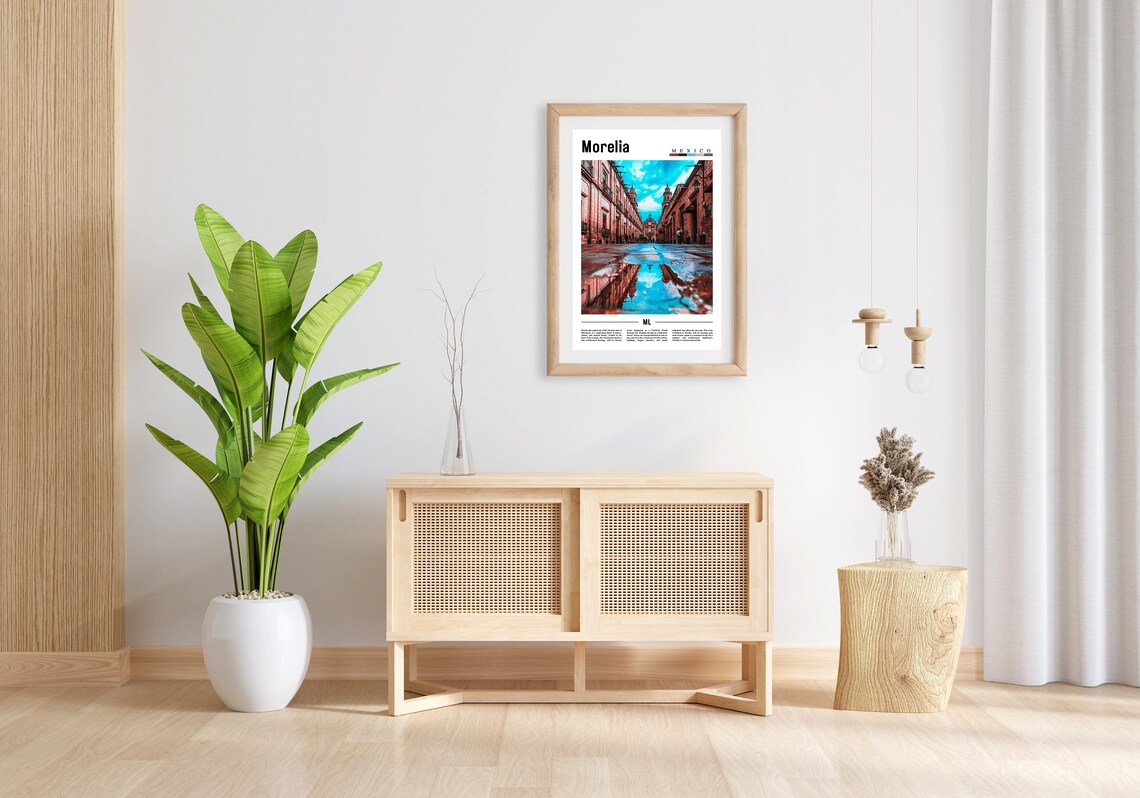Morelia Mexico Cathedral Street Reflection Travel Photo Poster - Image 2