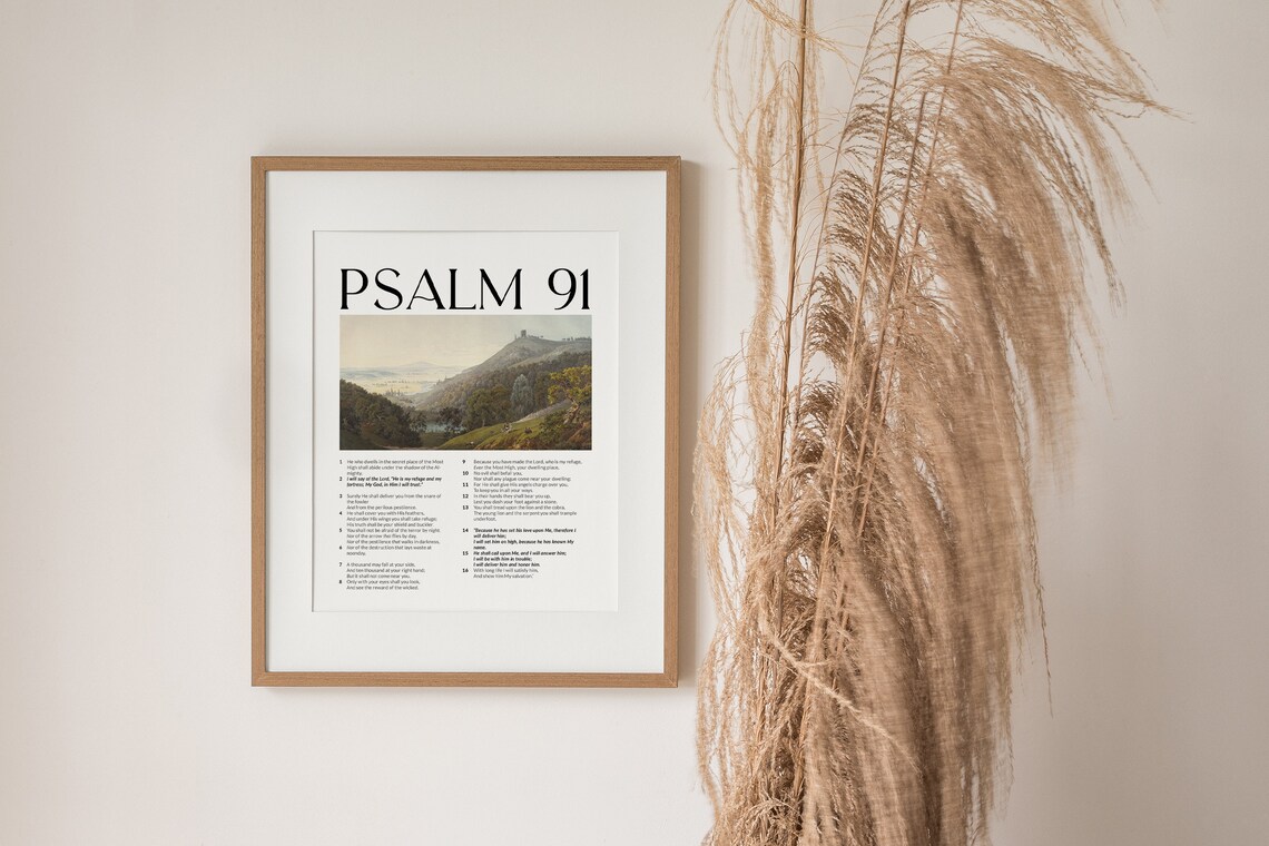 Psalm 91 Bible Verse Vintage Christian Art Print - Image 3