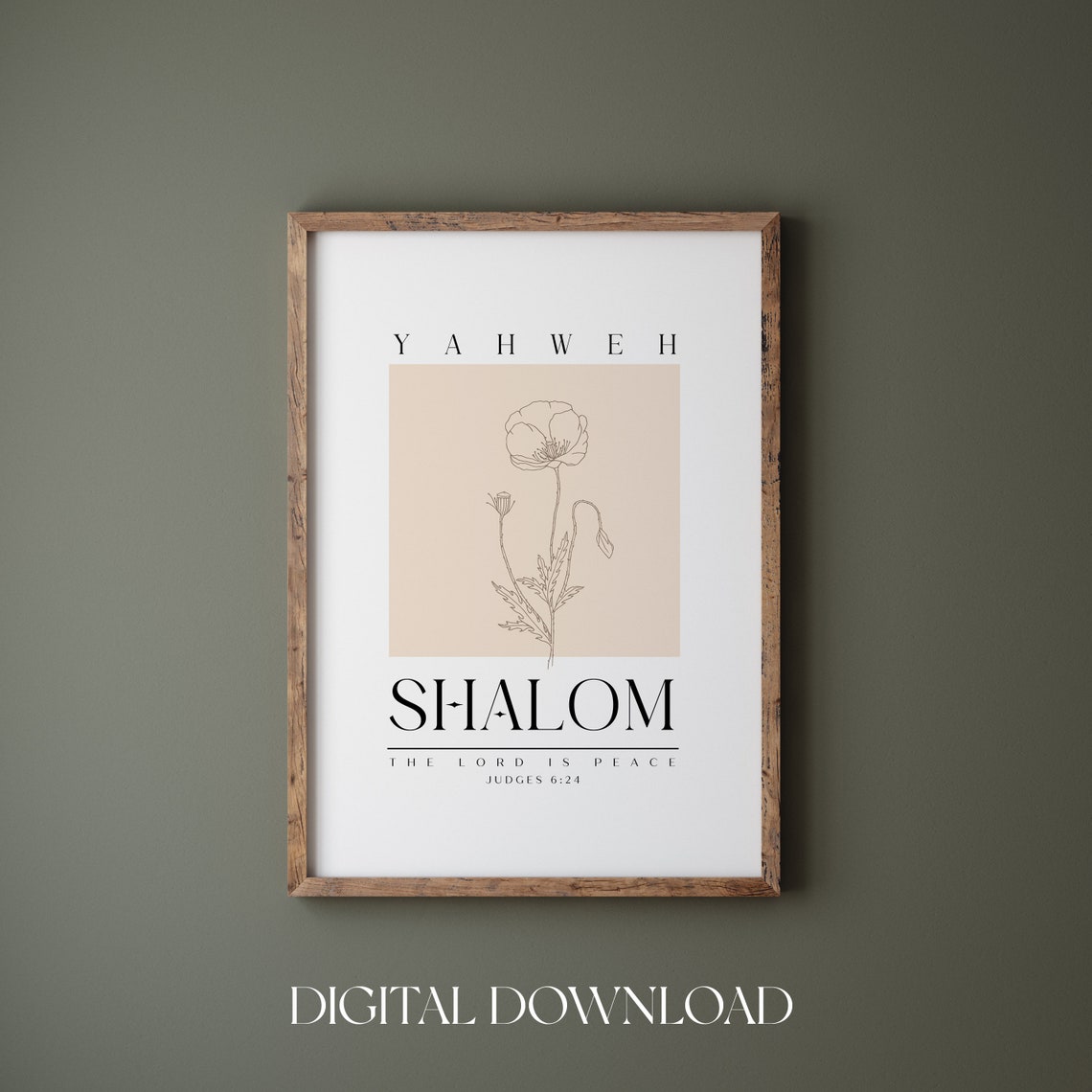Yahweh Shalom The Lord Is Peace Judges 6 24 Boho Line Art Poster