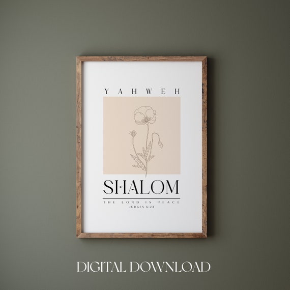 Yahweh Shalom Judges 624 The Lord Is Peace Boho Christian Wall Art Bible Verse Wall Art Hebrew Name Of God Wildflower Art