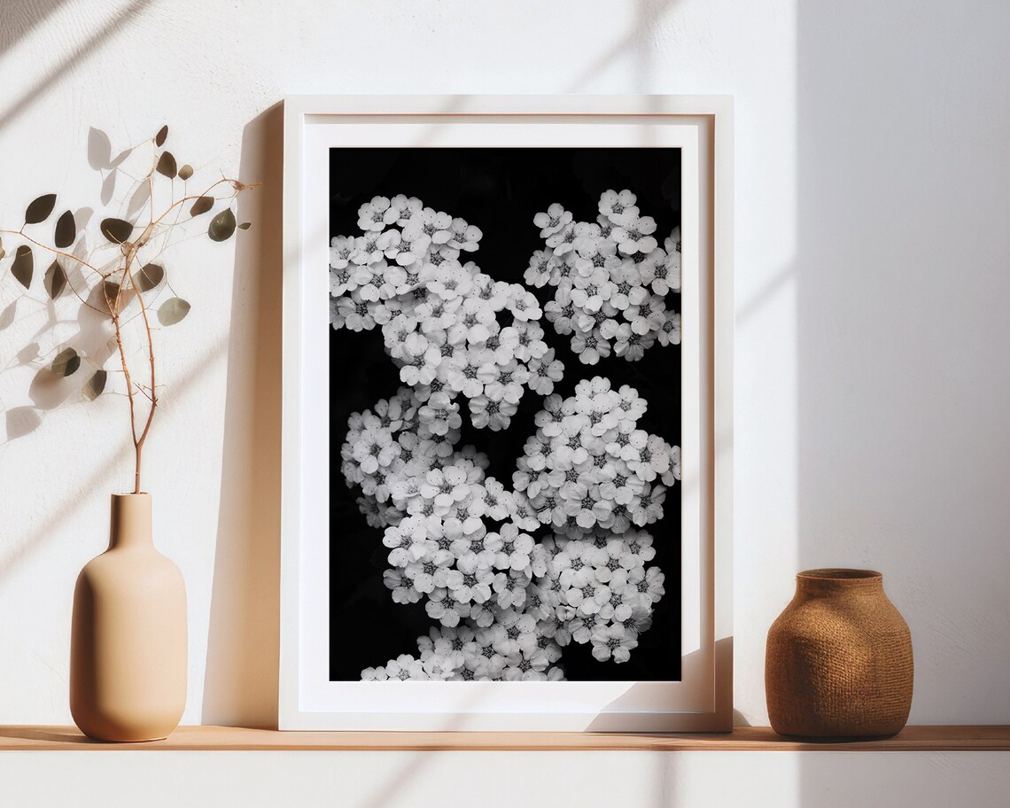 White Blossoms Flower Poster, Botanical Bedroom Decor - Image 3