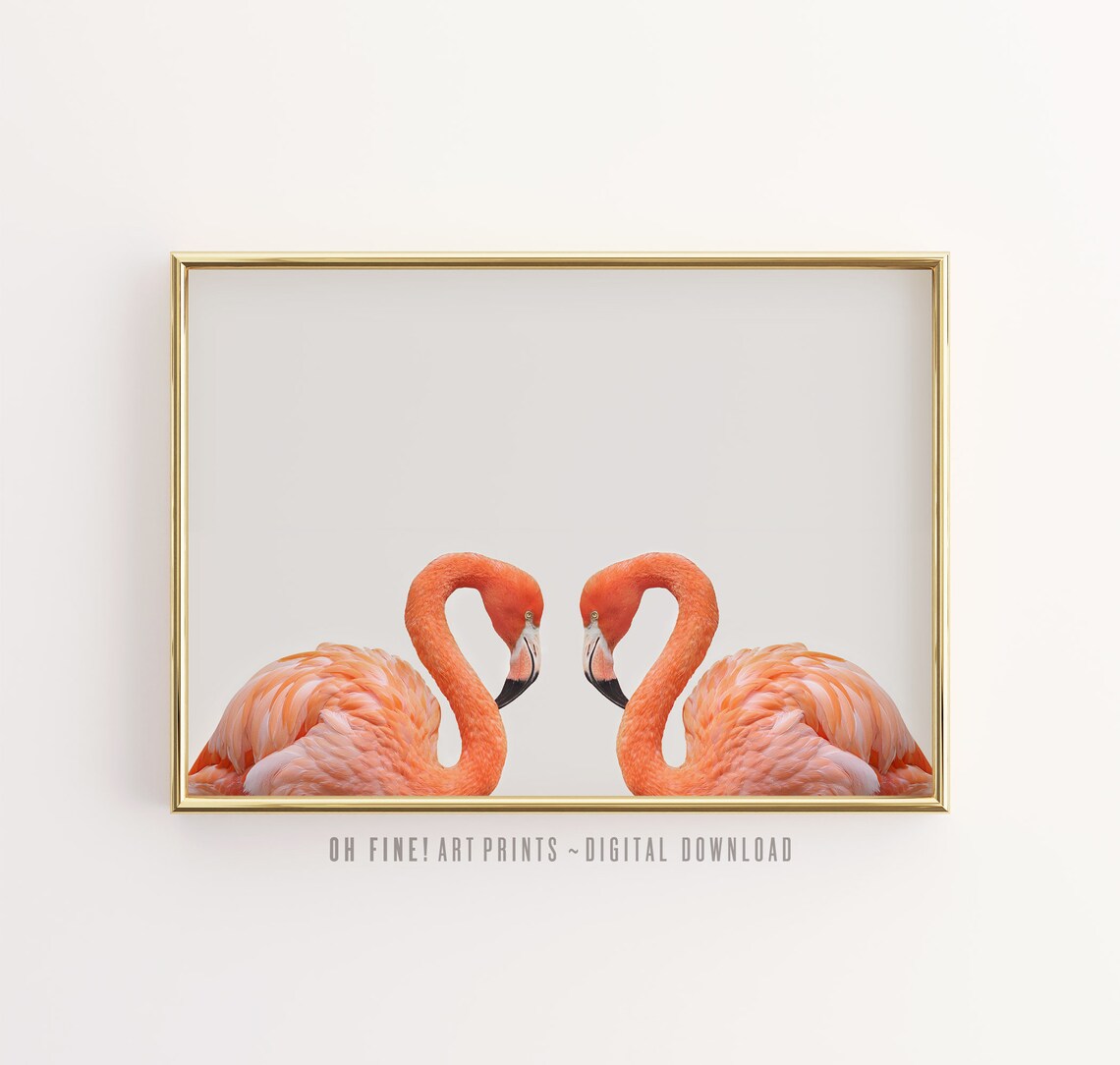 Pink Flamingo Tropical Decor Horizontal Wall Art Print