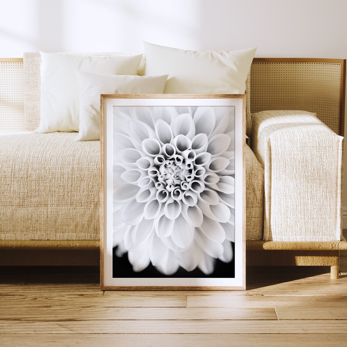 Dahlia Black and White Botanical Flower Art Print - Image 4