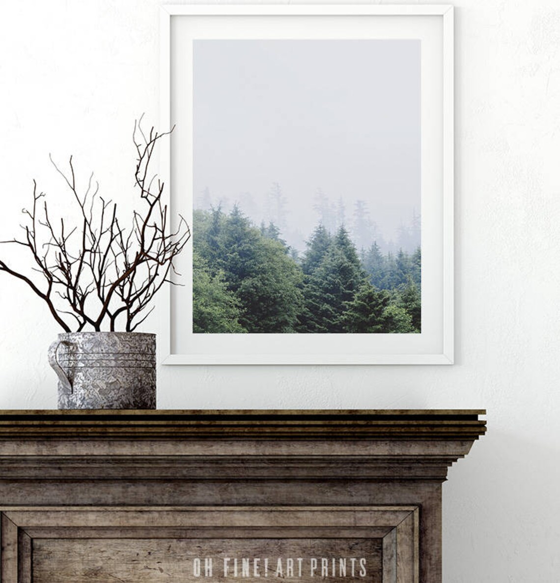 Forest Print Scandinavian Wall Art Nature Photography Modern Minimalist Landscape Print Wall Art Foggy Forest - Image 2