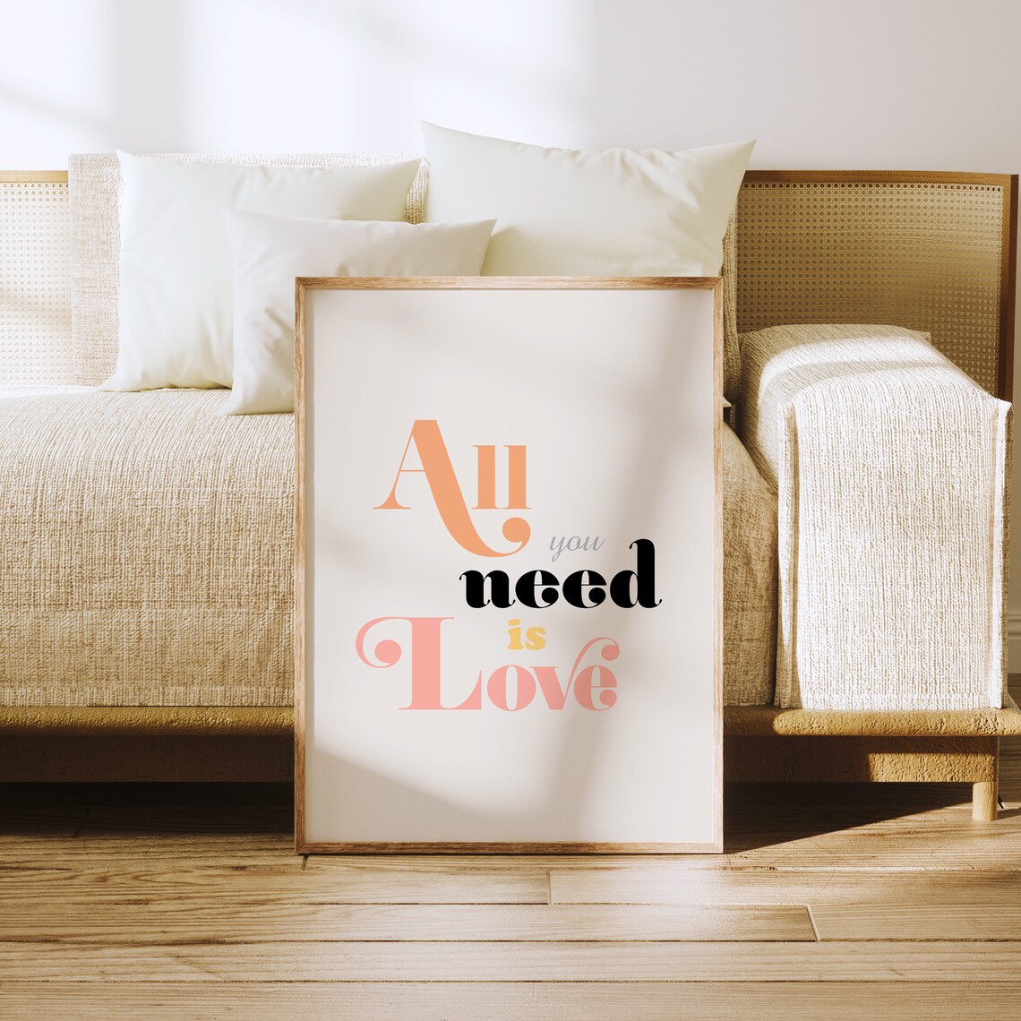 All You Need Is Love Retro Typography Art Print - Image 3