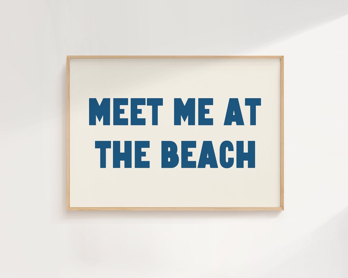 Meet Me At The Beach Retro Typography Summer Coastal Wall Art Poster - Image 2