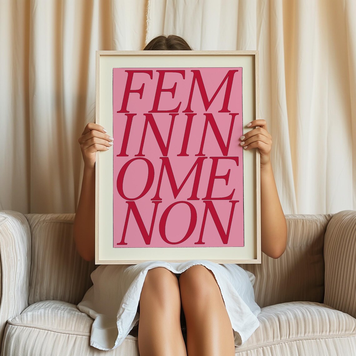 Femininomenon Retro Pink Red Bold Funky Feminist Typography Music Print Poster - Image 3