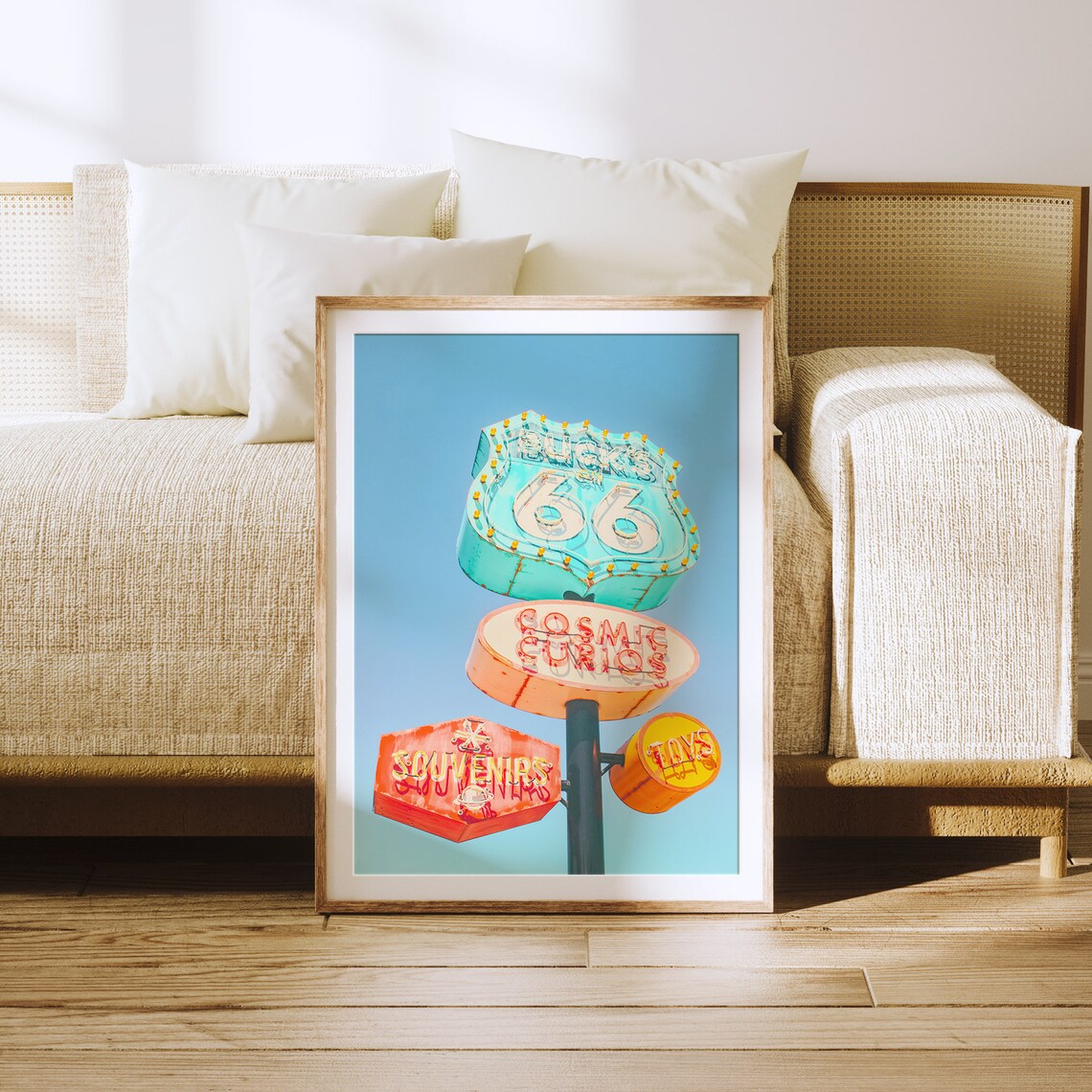 Route 66 Sign, Vintage Mid-Century Modern Art Print - Image 4