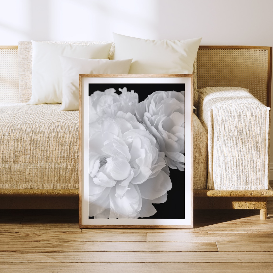 Black And White Peony Botanical Wall Art Print - Image 4