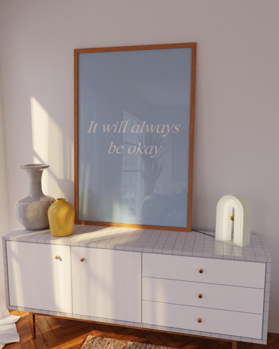 It Will Always Be Okay Dusty Blue Minimal Calming Reassurance Poster - Image 5