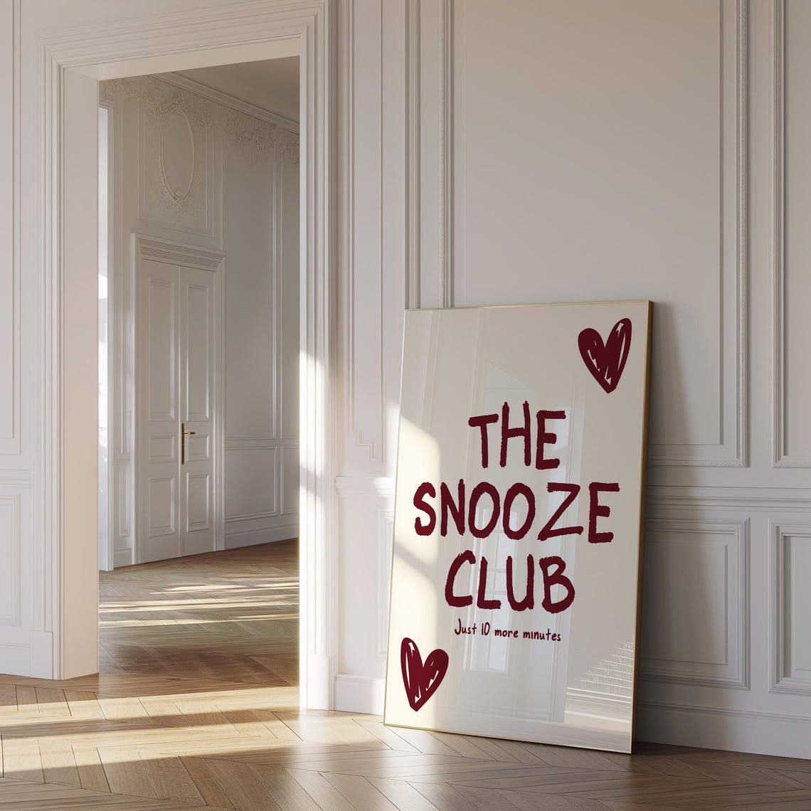 The Snooze Club Wall Art Cute Bedroom Decor Burgundy Stay In Bed Print Cute Wall Art For Dorm Decor Girls Burgundy Poster - Image 5