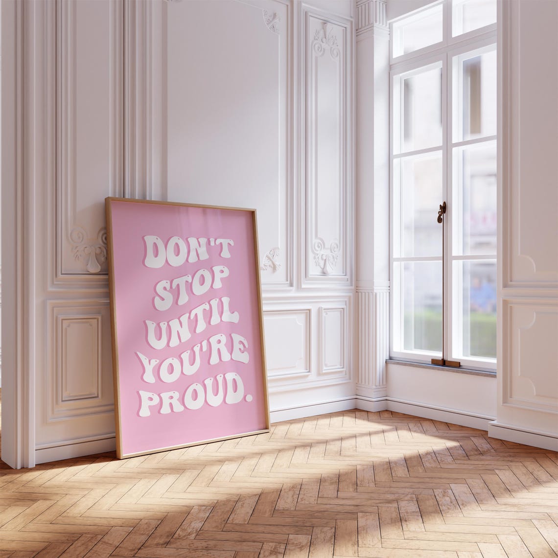Dont Stop Until Youre Proud Poster Pink Gym Girl Wall Art Cute Gym Art Print Pink Gym Wall Art Pink Home Gym Decor Workout Poster Pink - Image 2