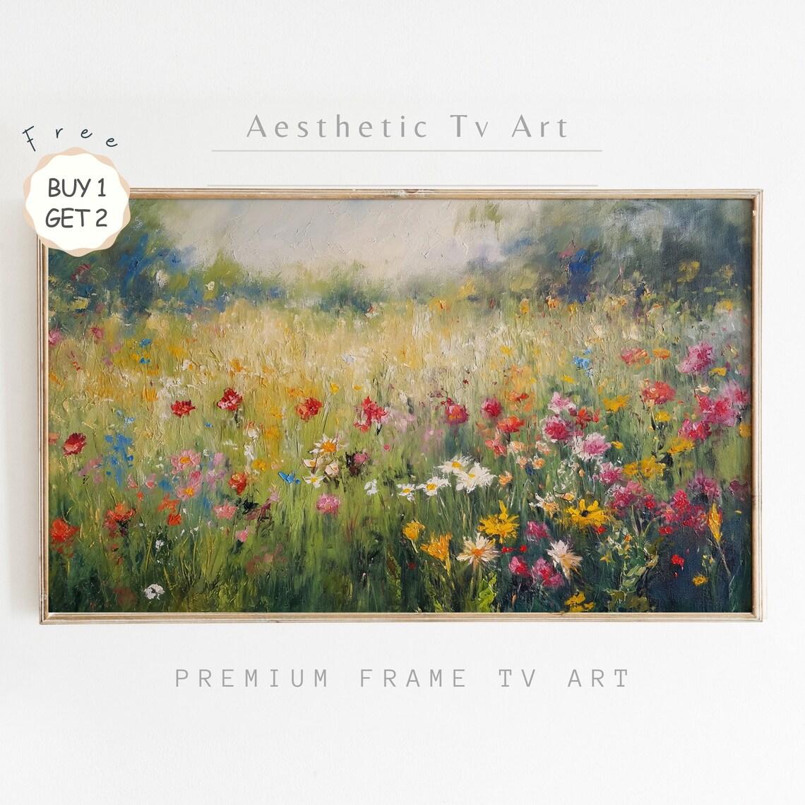 Summer Wildflower Field Meadow Impressionist Oil Painting Poster