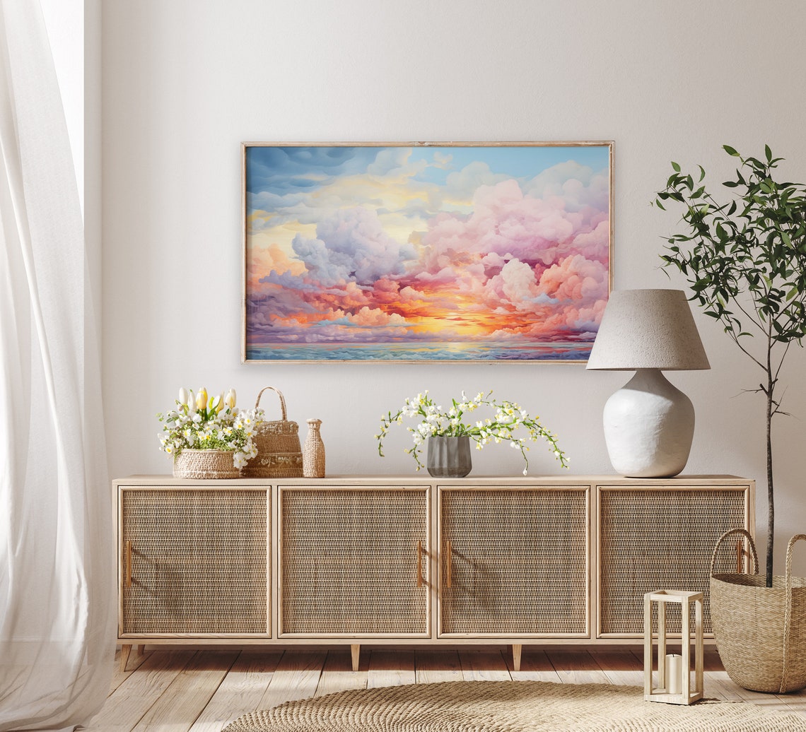 Pink Sunset Clouds Ocean Dramatic Sky Colorful Cloudscape Poster - Image 2