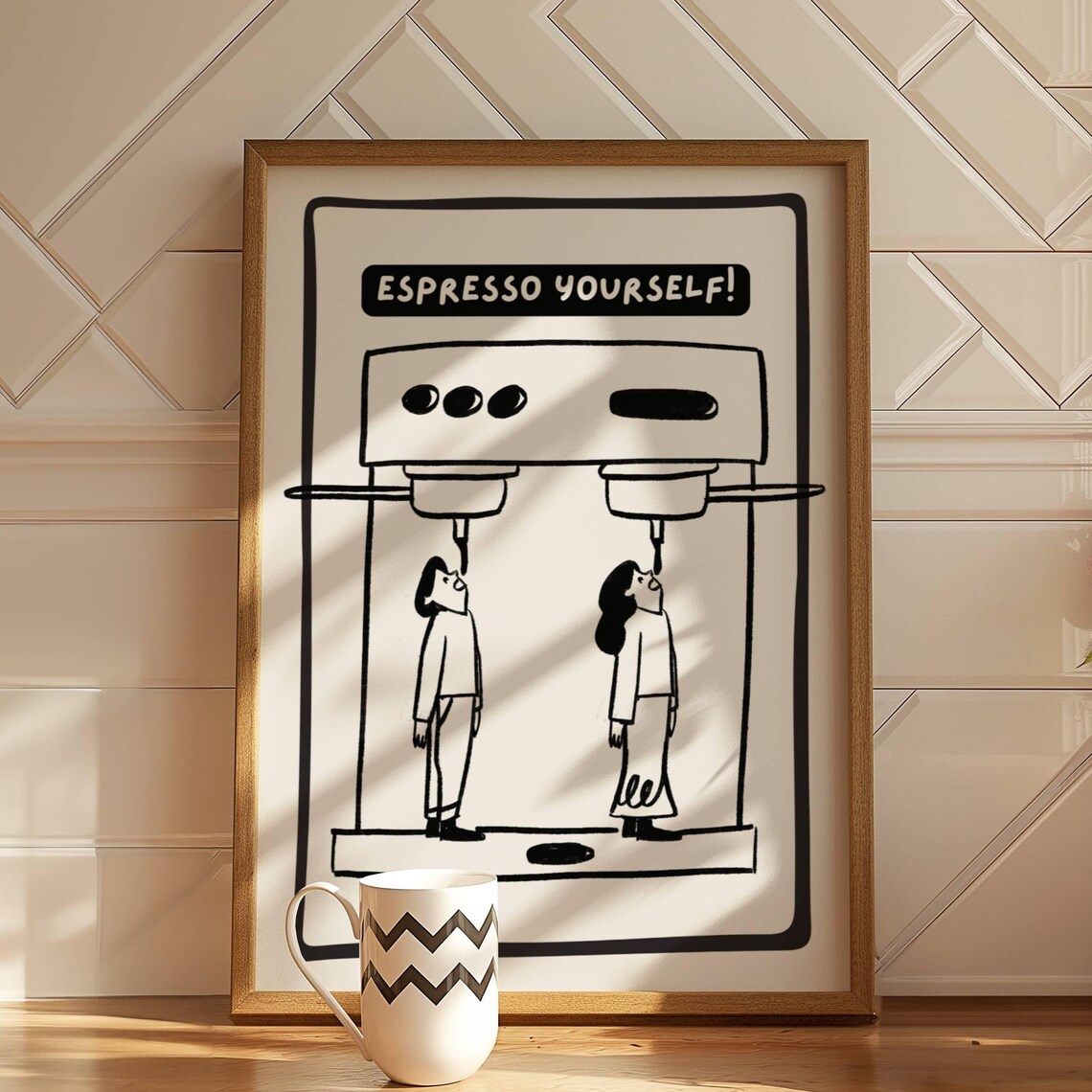 Espresso Yourself Doodle, Funny Coffee Bar Art Print