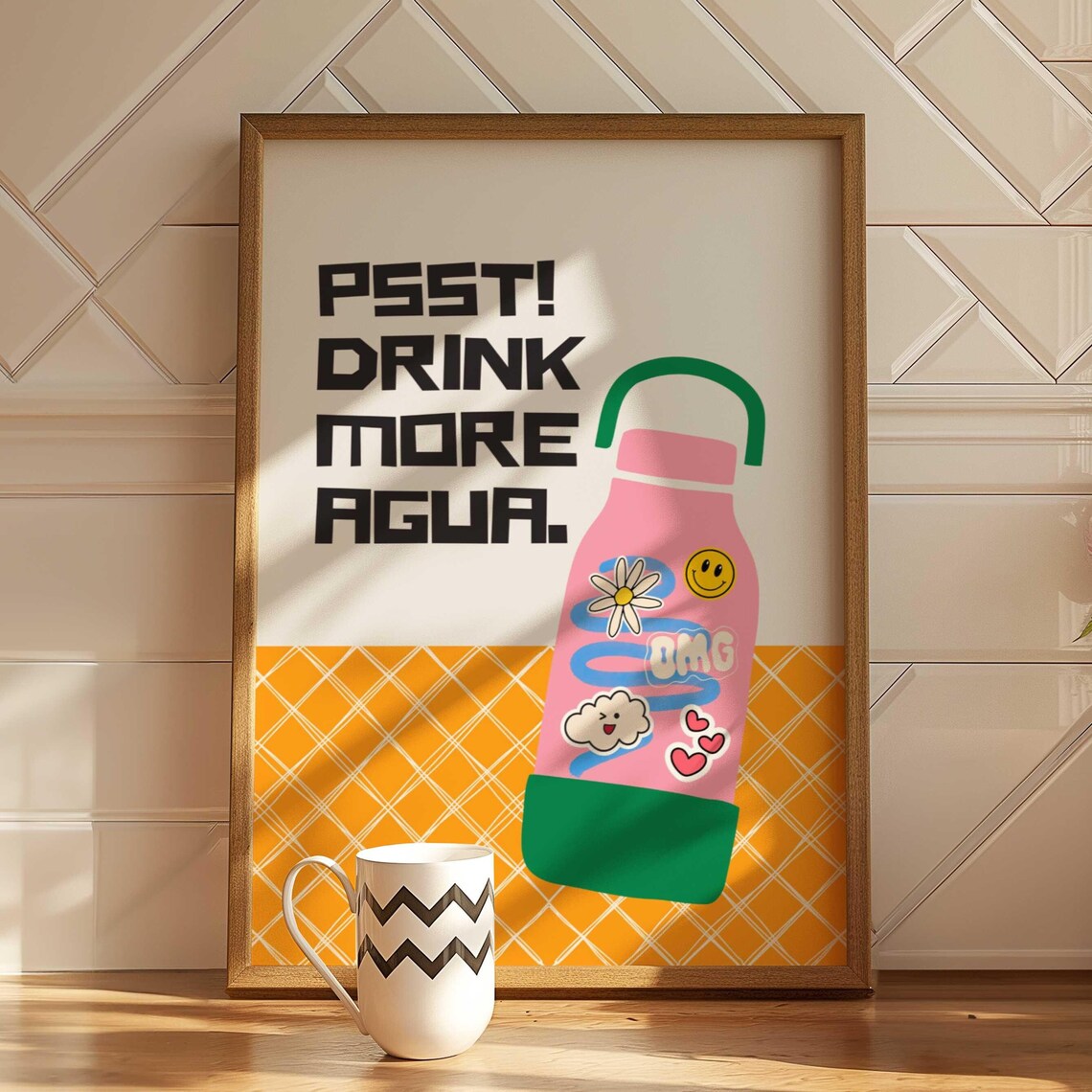 Drink More Agua Poster, Preppy Dorm Decor