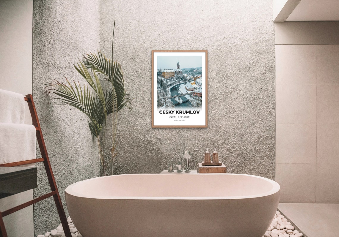 Cesky Krumlov Czech Republic Snowy Castle River Town Photo Print - Image 2