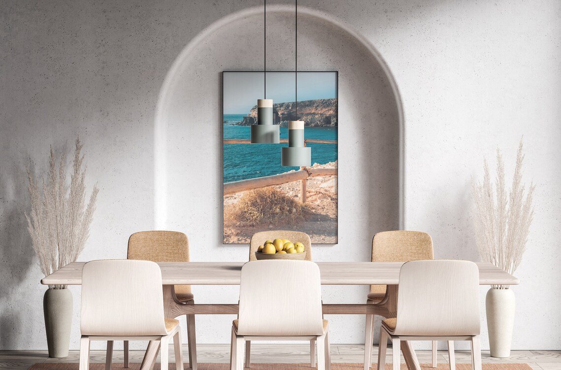 Ocean Cliff Seascape Photo Poster With Wooden Fence Instant Download - Image 2