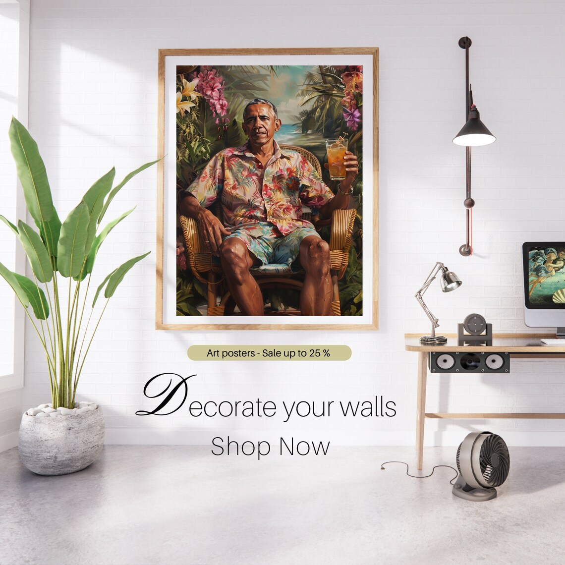 Barack Obama Oil-Painting-Style Portrait Art Print - Image 2